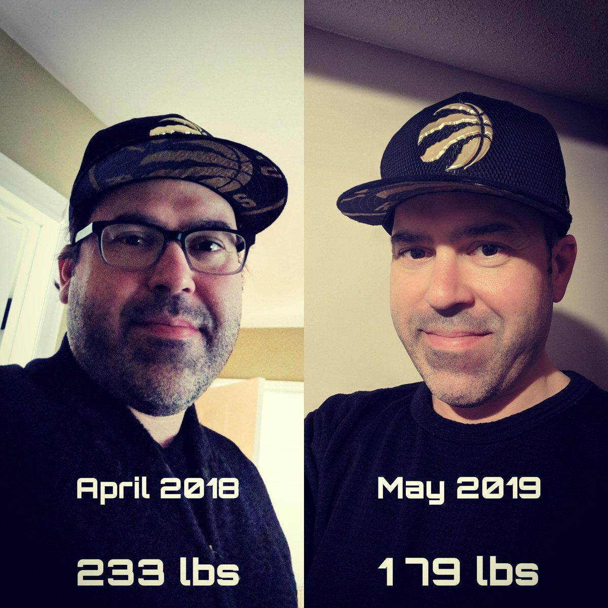 MidultReboot's tweet photo. Showing my fitness progress so far...
And my Raptors Pride!! #weightlosstransformation #transformationtuesday  #weightloss #raptors #gettingfit #middleagedmen #midlifehealth https://t.co/N4nKVHSv3f