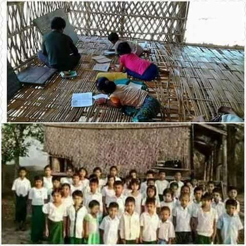 MNyihla's tweet photo. Currently, primary school situation in #Rakhine state's pictures, #Rakhine has civil war since 2014, 30000 IDP flees and staying in camps. Arakan has lost sovereignty and legislation powers since1785, all oppressed came fr #Myanmar gov
 #Myanmar. @UNESCO @UN @Refugees @UNGeneva https://t.co/aoP9ucbA0M