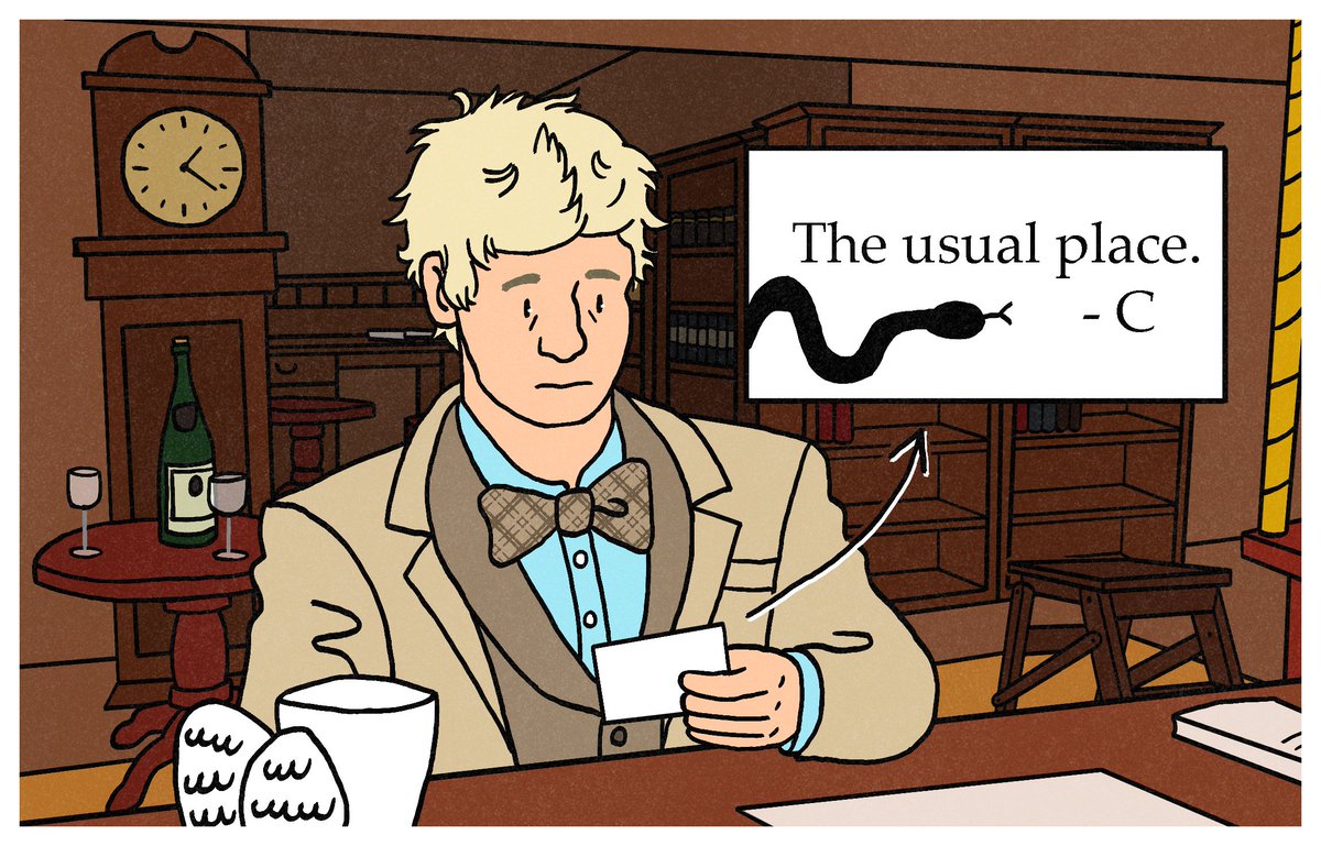 JKaty133's tweet photo. Aziraphale gets a note. #GoodOmens https://t.co/iM8cKglp6T