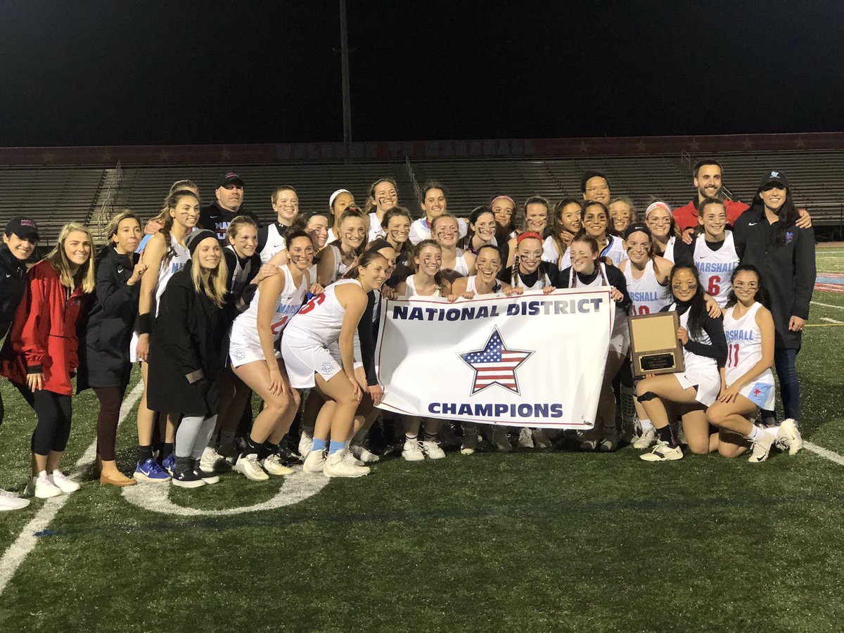 Your district champs!!❤️💙 Way to go ladies. That’s how you get it done🤩🤩 17-8 over Falls Church. #marshallpride
