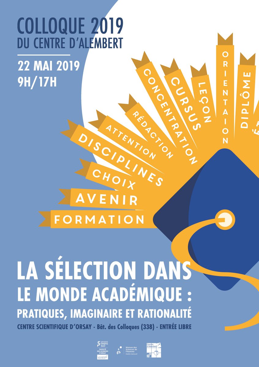 CentredAlembert's tweet photo. Jeudi 22 mai, on parlera coût social de la #sélection, #genre et sélection à l'#université, neutralité des #concours, #Parcoursup et #inégalités ! On vous attend pour décrypter le monde académique !
@CentredAlembert @u_psud @MshParisSaclay @UnivParisSaclay https://t.co/WXcQLAdmSq