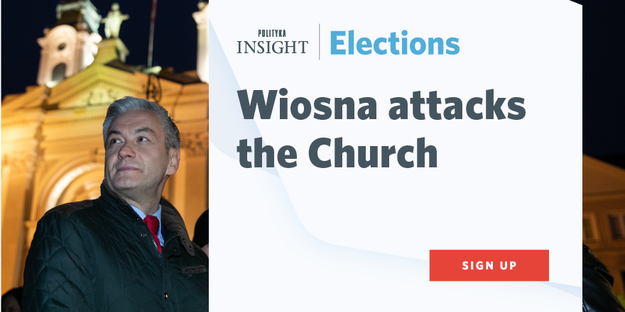 Robert Biedroń promised that his party would do away with the alliance of "the throne and altar". He also came out to support legalisation of abortion.

Want to know what’s going in Polish politics? Subscribe to our weekly newsletter: politykainsight.pl/pi-elections/r…

#EUelections2019