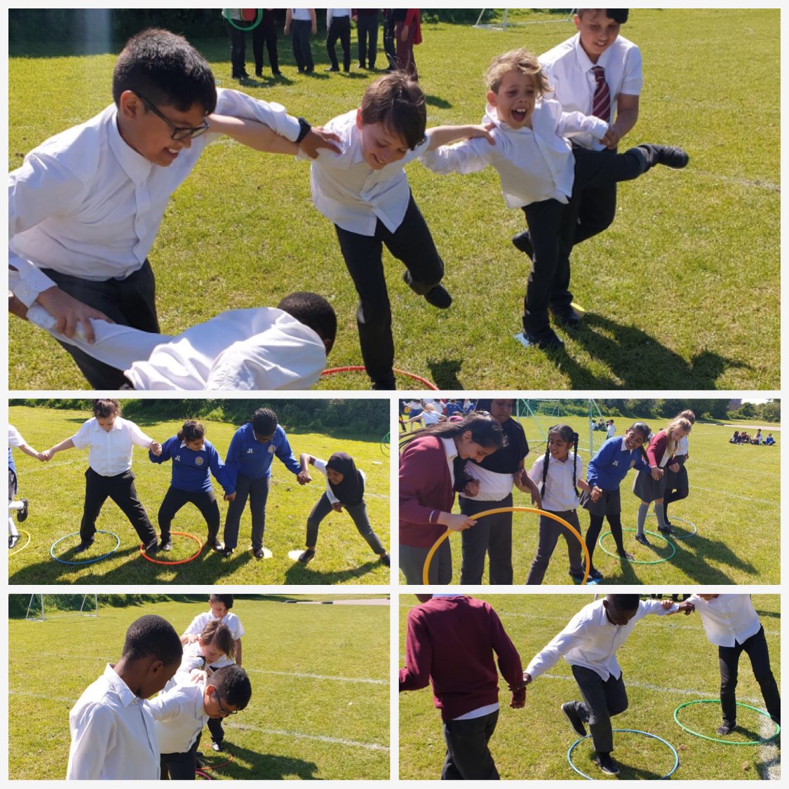 FoxboroughSch's tweet photo. Year 6 team building in the sunshine! #obsticalcourse #problemsolving #resiliance #laughter #friends #learningisfun @FoxboroughSch https://t.co/kpCJsFq3IJ