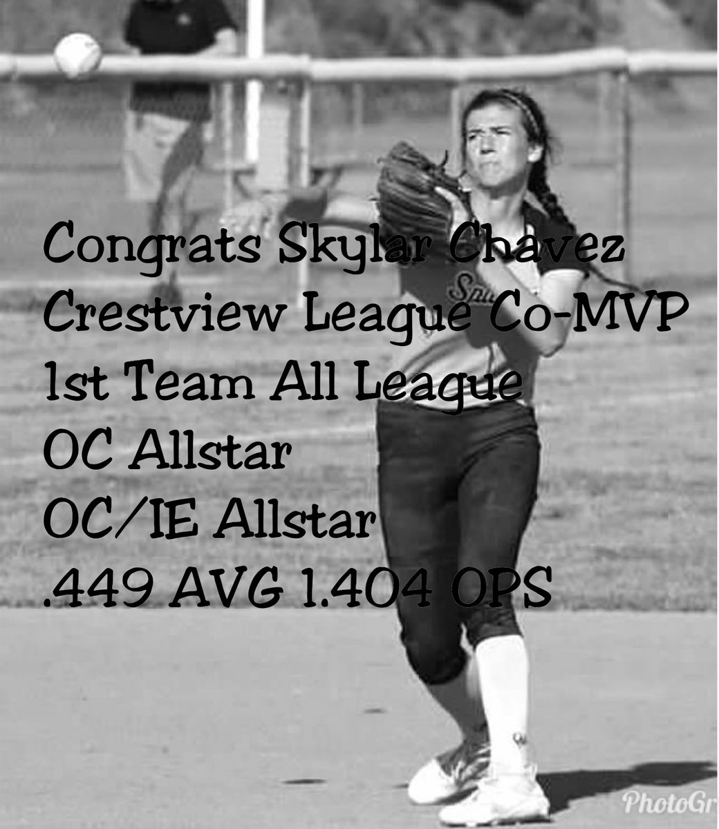 VPSoftball's tweet photo. Congrats to our Crestview and OC award winners. Skylar Chavez League Co-MVP. 1st team: Kaci Branch &amp; Samantha Simons. 2nd team: Mikayla Klepfer. Honorable mention: Sammie Olivo, Makenna Mitchell &amp; Mika Jones. @ocvarsity @ocvarsityguy @VPHSathletics @DrKenMiller1 https://t.co/PxrFc2Z81t