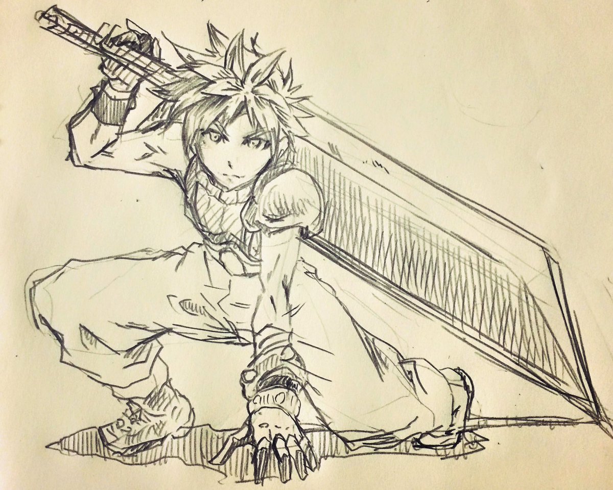 FF7リメイクの情報がちょいちょい出て来てるのでFF7のクラウド落書き。
実は初めて出した同人誌はFF7だった。懐かしい。 