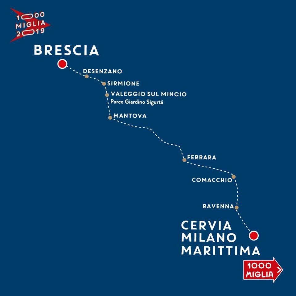 MMUpdate: From Comune di Brescia to Comune di Cervia, here's the first leg of the new edition of the 1000 Miglia.  🏁
#1000Miglia #1000Miglia2019 #RetroCarClub #RCC
