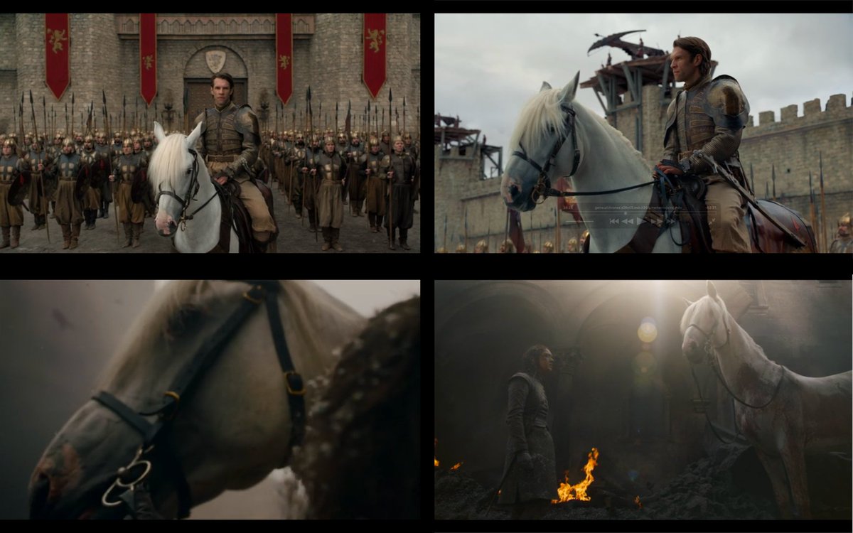 TribePH's tweet photo. So I just found out that the horse that appeared out of nowhere is the same horse from the Golden Company and the useless prick that rode it. You go  strong survivor boi! #GameofThrones #GOT https://t.co/9mWqTku8fv