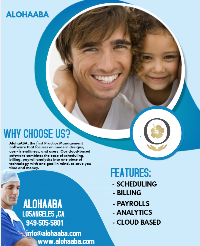 AlohaABA's tweet photo. AlohaABA reduces the administrative work needed to run a successful practice by seamlessly integrating billing, scheduling, and payroll. All you need to do is schedule and complete an appointment.#alohaaba #practicemanagement #freesubscription
@AlohaABA: https://t.co/r1643zuiP7 https://t.co/n5F8CJyhCU