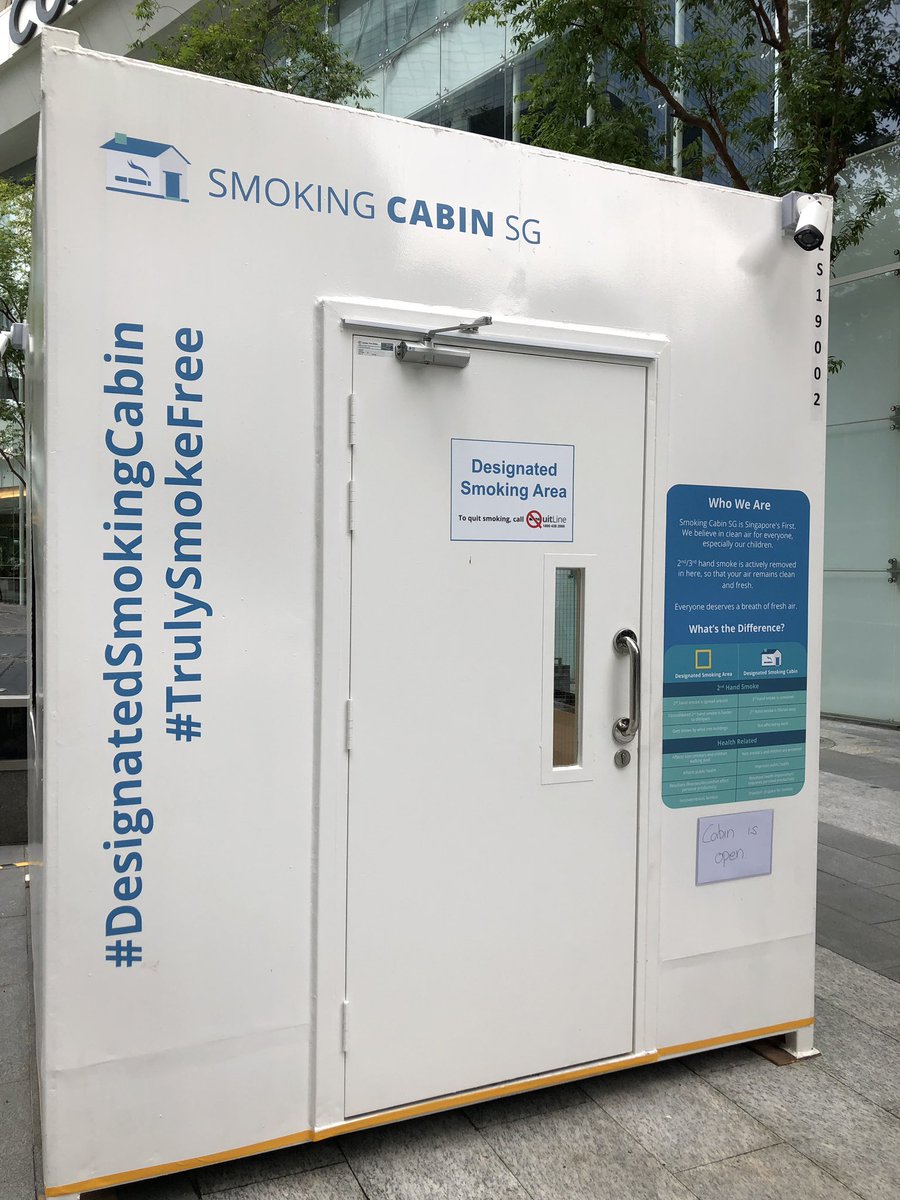 cw_l's tweet photo. Smoking cabin spotted. Three layers of filter to clean smoke. #DesignatedSmokingCabin #TrulySmokeFree https://t.co/QmW5YRYo8F