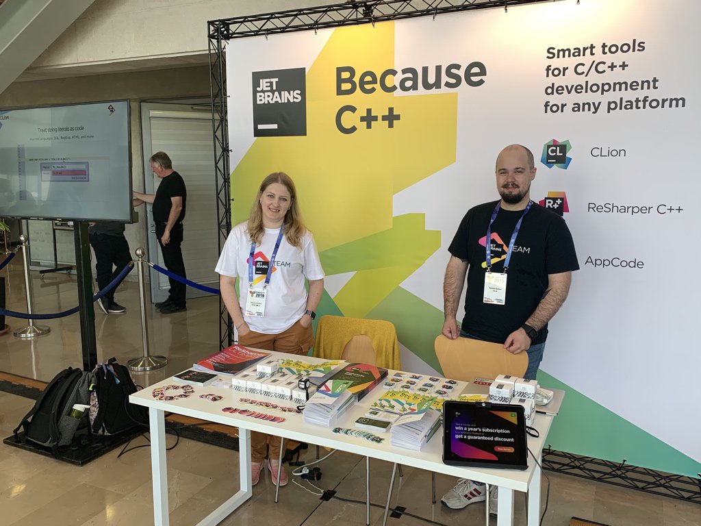 clion_ide's tweet image. Morning #corecpp2019! Stop by our booth, grab a nice present and chat about our C++ tools and C++ in general.