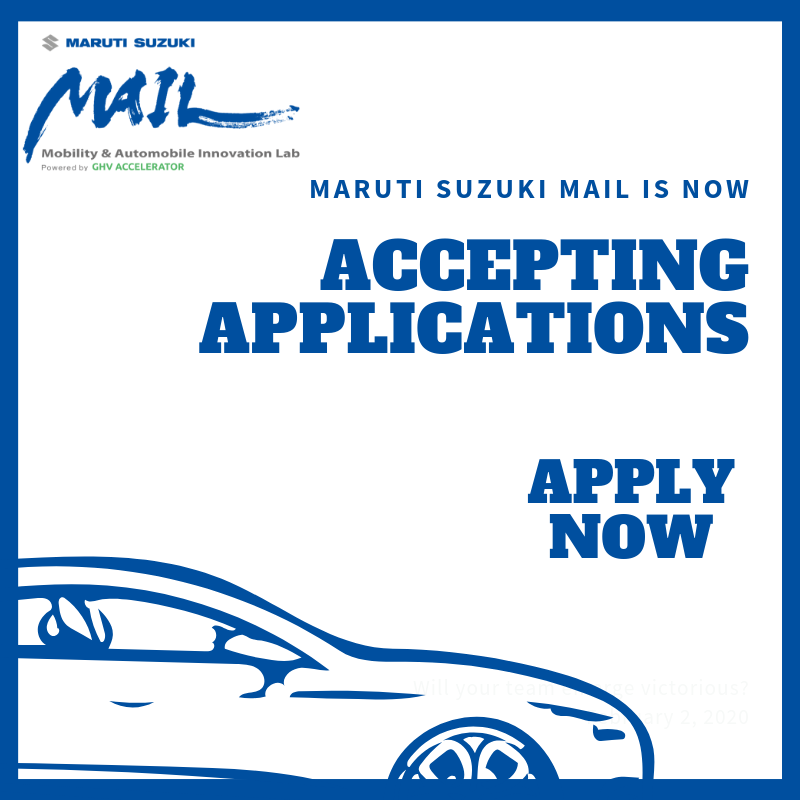 Applications for India’s premier Mobility and #Automobile Innovation Lab are now Open!
@MAILbyMS is now accepting applications for its 2nd Cohort. Be a part of this accelerated journey.
Apply Today!
#youinnovate #weaccelerate #TESTPOC #Startup  #mobility #automation #marutisuzuki