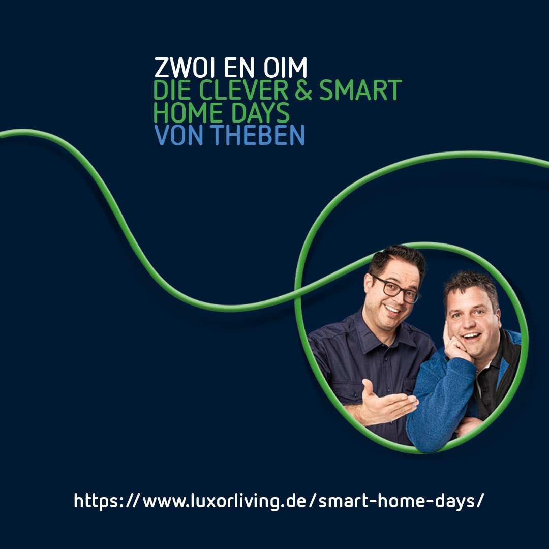 Noch nicht zu den CLEVER &amp; SMART HOME DAYS 2019 der <a href="/Theben_AG/">Theben AG</a> angemeldet? Dann wird's aber Zeit! Am 24. Mai startet unsere Veranstaltungsreihe rund um das Thema #SmartHome und #LUXORliving: luxorliving.de/smart-home-day…