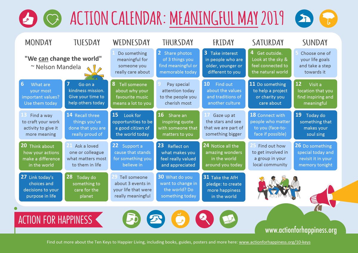 Happy Mid-Week!! Take a few moments to Check in with yourself;
💛Hows your week been? how are you feeling? what are you proud of? what's gone well?
💚Celebrate what you have achieved so far-it all adds up 
💛Look after yourself &amp; your #Wellbeing try an activity 
<a href="/actionhappiness/">Action for Happiness</a>