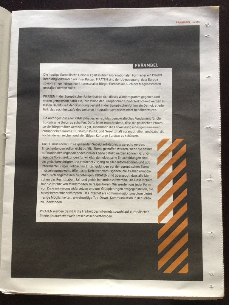 Europäisches Wahlprogramm der Piratenparteien Seite 3 Präambel