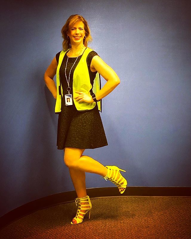 HeatherDeyrieux's tweet photo. I always like to #dressfortheoccasion and we had a floor captain meeting today so I debuted my #chartreuse @shoedazzle #gladiatorsandals to match my #firedrill vest! #havefunwithyourwardrobe #shoelove365 #shoelover #heellover #gladiatorheels #shoedazzle … https://t.co/S4OyN4gOMT https://t.co/2tVTdmhefd
