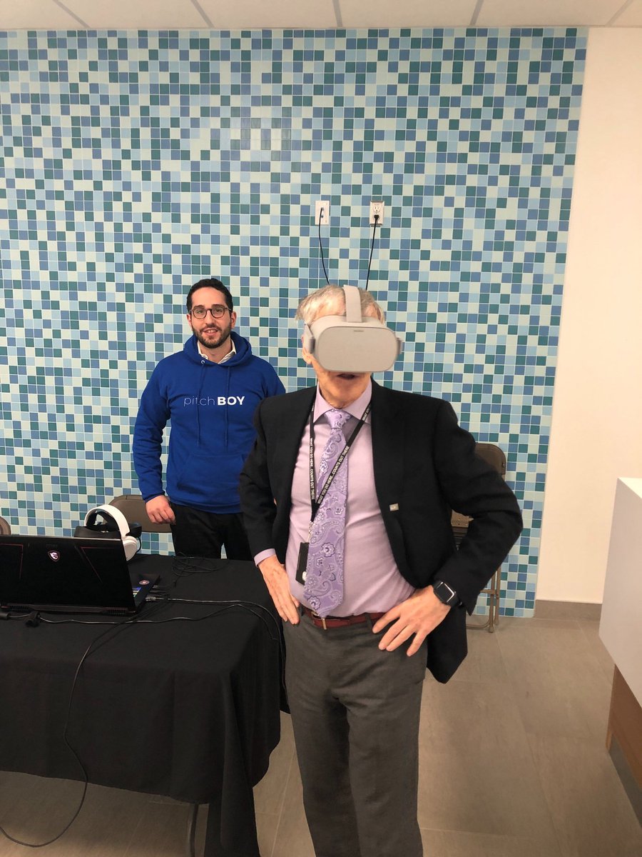 PitchboyVR's tweet photo. Last week Eliott and William from our Us team were able to show the President of Conestoga College our technology and what the future looks like for #VR training.
#futureforstudents #IA #learning 
#startup #Meetup #VirtualReality
@ActLittleMan #Students #iot https://t.co/71ASLIeuLm