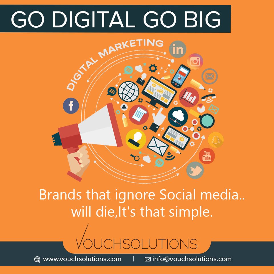 VouchSolutions's tweet image. GO DIGITAL GO BIG
Brands that ignore Social media..will die,It&apos;s that simple. #digitalmarketing
#vouchsolutions #singapore #malaysia #India #vijayawada #bestdigitalmarketingcompanyinsingapore #bestdigitalmarketingcompanyinvijayawada #bestdigitalmarketingcompanyinindia