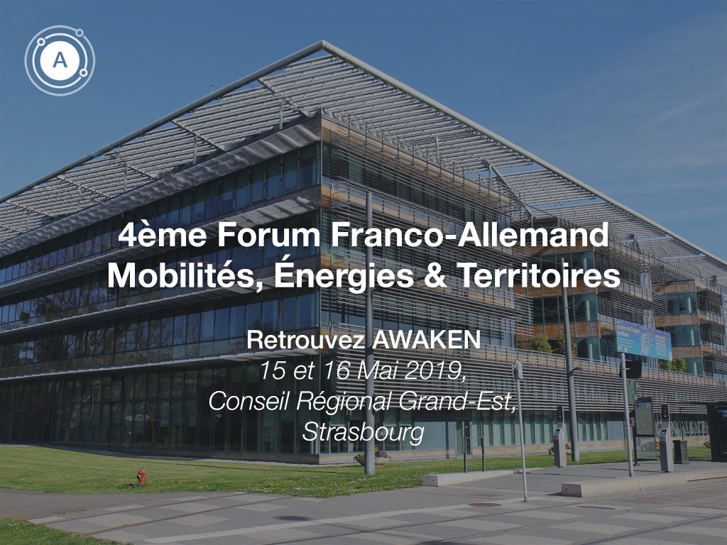 [ÉVÈNEMENT] Retrouvez <a href="/AWAKEN_IoT/">AWAKEN</a> au 4ème Forum Franco-Allemand 🇫🇷🇩🇪 de Mobilités 🚗, Énergies ⚡️ &amp; Territoires 🏙

Au Conseil Régional Grand-Est à Strasbourg, aujourd'hui et demain (du 15 au 16 mai 2019) !

#event #salon #strasbourg #innovation #mobilité