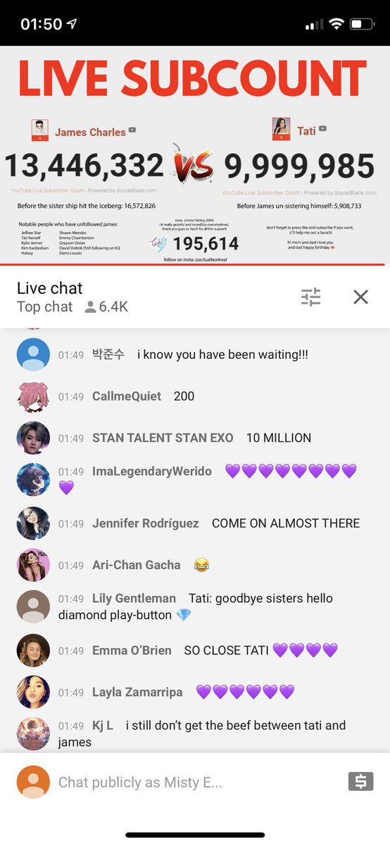 itsMISTYYdawn's tweet photo. 10,000,000 done go @tatiwestbrook congrats!! #tativsjames #tati https://t.co/yC3qey3xor
