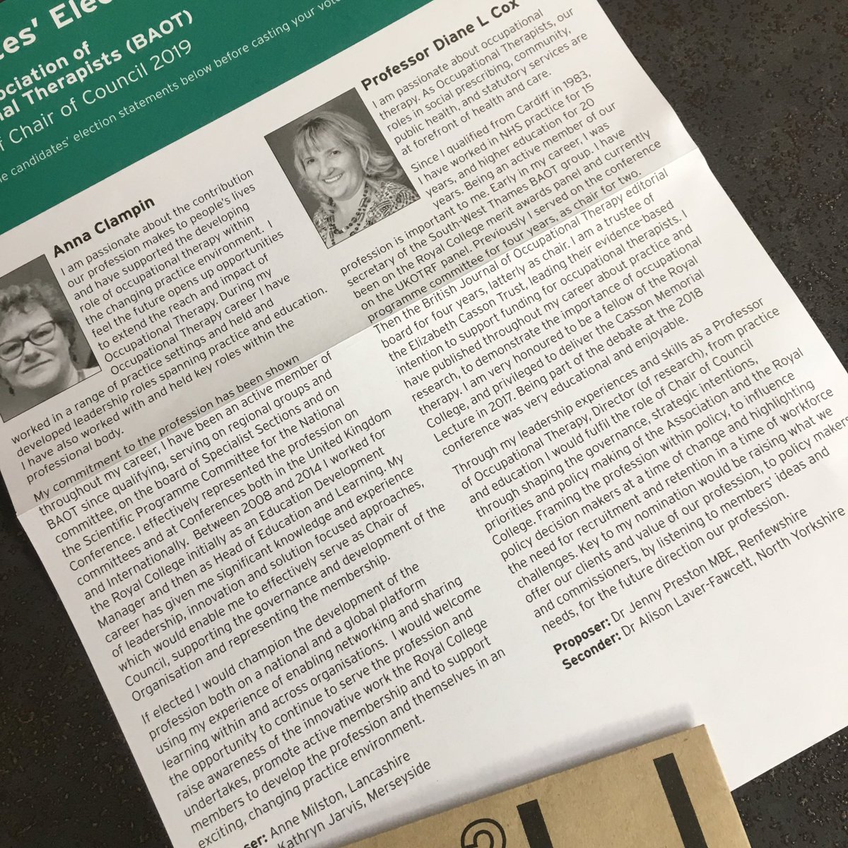 KarinBishopRCOT's tweet photo. Make sure you have posted your vote for chair of council. @theRCOT There’s still time but deadline is approaching! Every vote counts. https://t.co/BA09z3ecVu