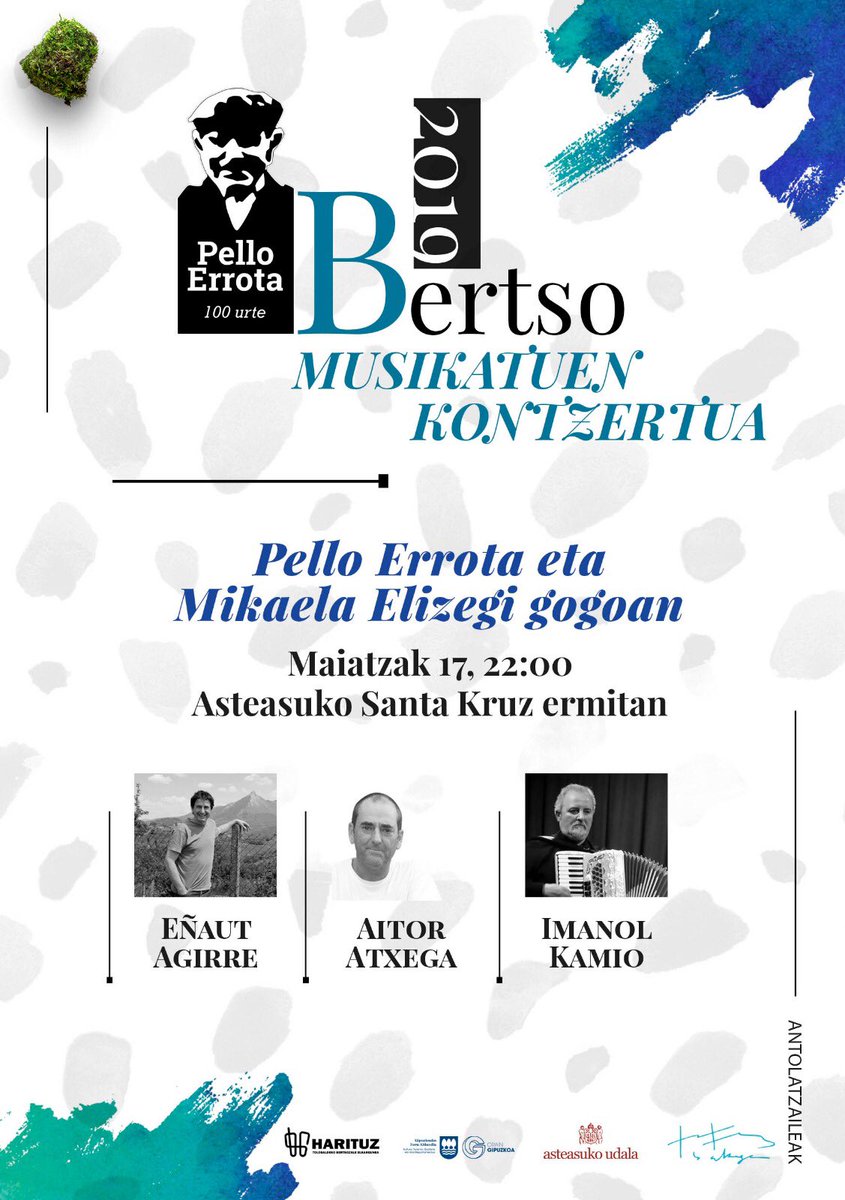 KONTZERTUA: ostiral honetan, maiatzak 17, Eñaut Agirre, Aitor Atxega eta Imanol Kamio ariko dira Pello Errotaren bertsoak musikaz janzten.