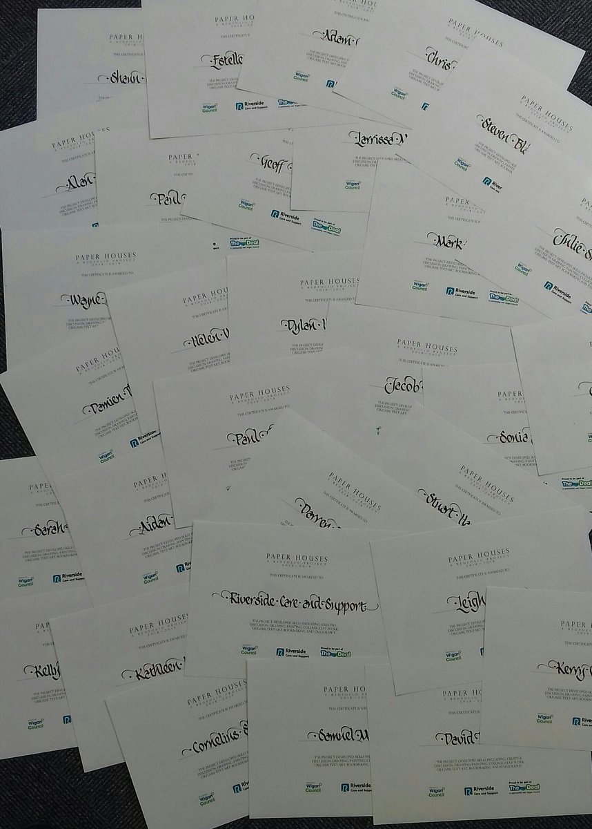 redfolio's tweet photo. Recently we have finished a lovely, creative 1yr residency @RiversideUK hostel, Leigh, partnered by @WiganCouncil &amp; #TheDeal
Fab certificates were given to all involved. #Paperhouses the art evolving from this is to be exhibited soon. #homelessness @Jenny___Morris #realchangeWL https://t.co/U6QLkd1yvk