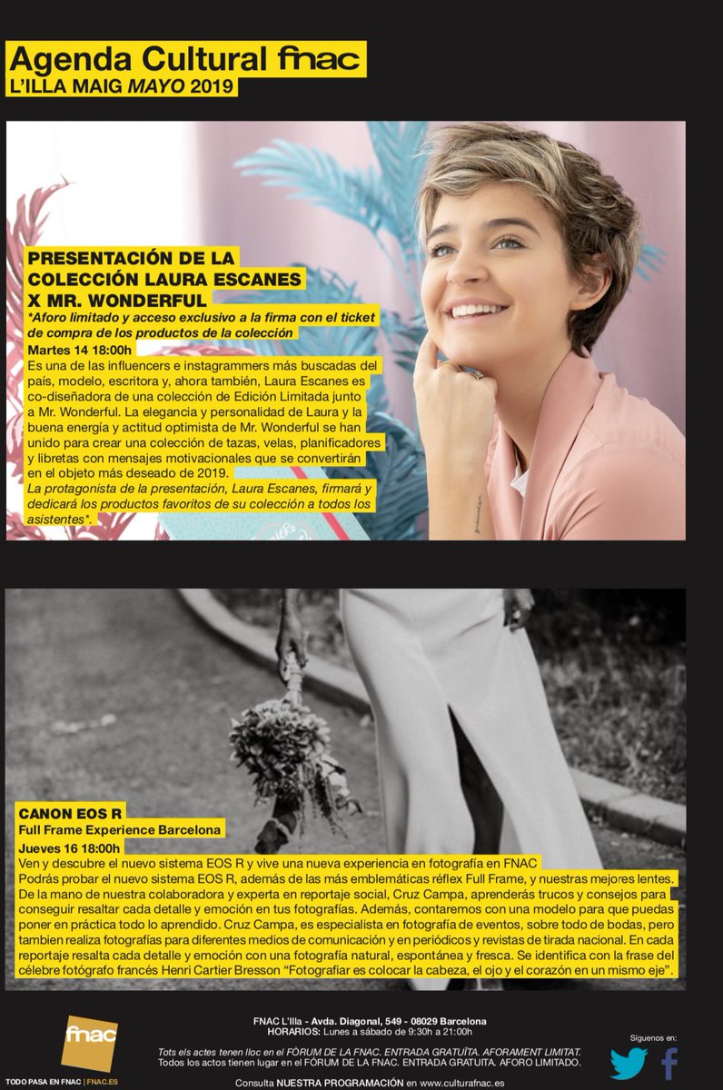 💥ÚLTIMO día para inscribirse al taller que realizaré mañana en Barcelona,en FNAC L’Illa <a href="/Fnac_ESP/">Fnac España</a> 💥
Será de 18 a 20h y podréis probar las nuevas cámaras EOS R de <a href="/CanonEspana/">Canon España</a> 📸 
Inscripciones aquí: ⤵️
eventbrite.es/e/entradas-can…