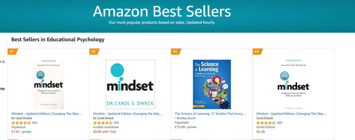 Inner_Drive's tweet image. Our new book #TheScienceOfLearning is in excellent company in the Amazon rankings... amazon.co.uk/Science-Learni…

#GrowthMindset #CarolDweck