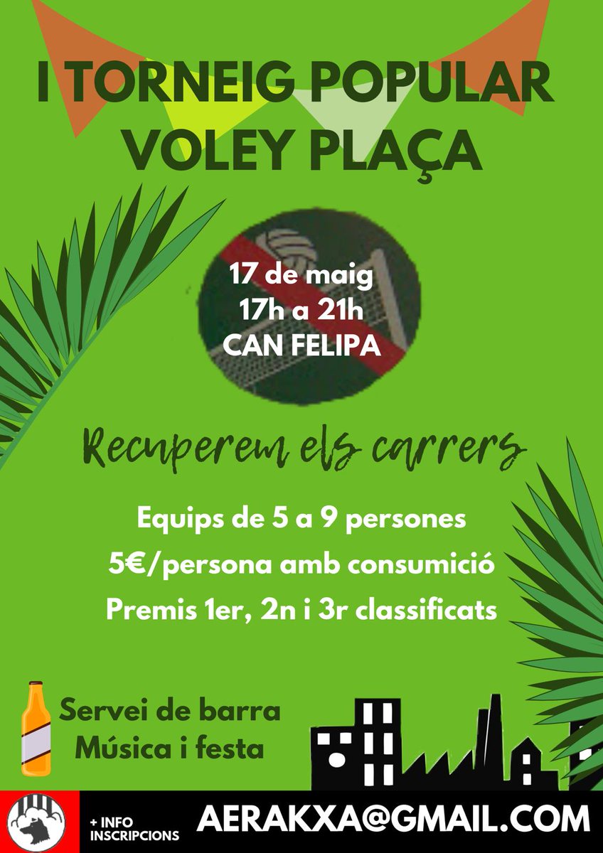 aerakxa's tweet photo. Encara no us heu inscrit al torneig de vòlei plaça que fem aquest divendres de 17h a 21h davant de Can Felipa en motiu de les @femmaig? Doncs afanyeu-vos que ho tenim a tocar! #omplimles https://t.co/Qm3x56eD9y