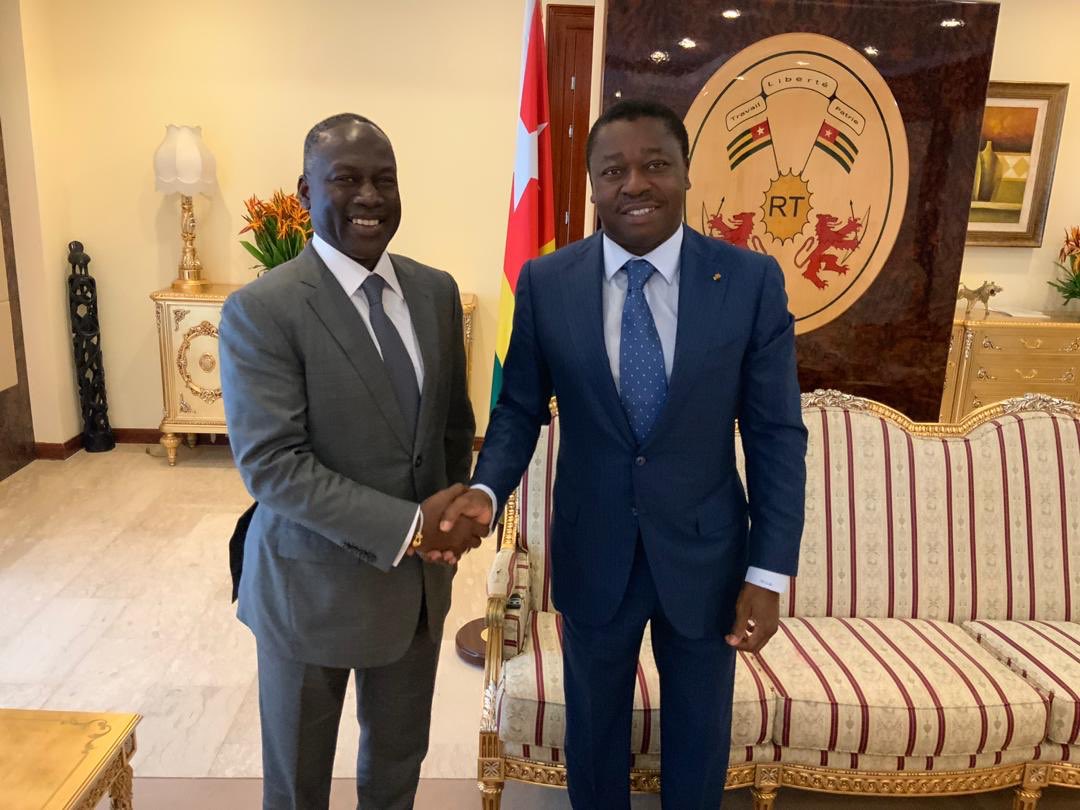bictogoadamaPDG's tweet photo. J’ai eu beaucoup de plaisir à échanger ce jour avec le Président de la République du Togo, Son Excellence @FEGnassingbe, au palais présidentiel à Lomé. 

Nous avons passé en revue plusieurs projets innovants pour le développement du Togo et de l’Afrique.  
#SNEDAI #AB https://t.co/lltuvmOnf5