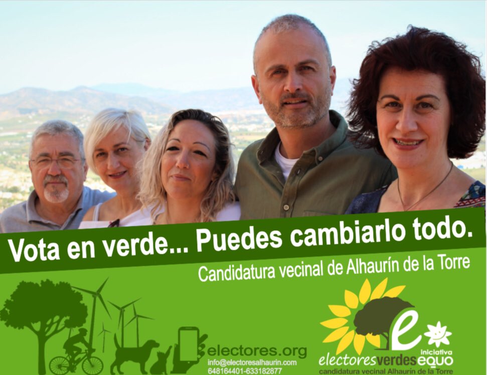 El próximo #26M #PuedesCambiarloTodo recuerda acudir a votar en tus manos está. La clave está en acudir a las urnas y si #VotaEnVerde #AlhaurinDeLaTorre te lo agradecerá