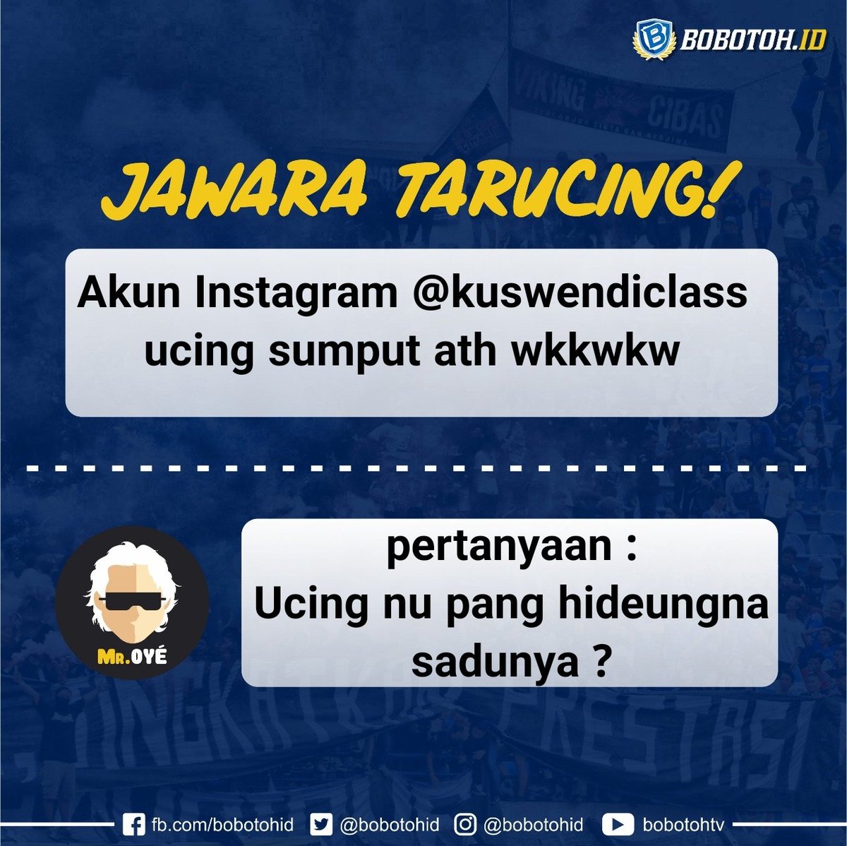 bobotohid's tweet photo. Heuheu ...aralus pisan jawabana ..tah yg beruntung dari Akun Instagram @kuswendiclass (sok segera DM data diri) 
Hadiah 100 rebu perak. ..oyee !

#jawaratarucing 
#tatarucingan
#tarucing
#misteroye https://t.co/shKTMElhA8