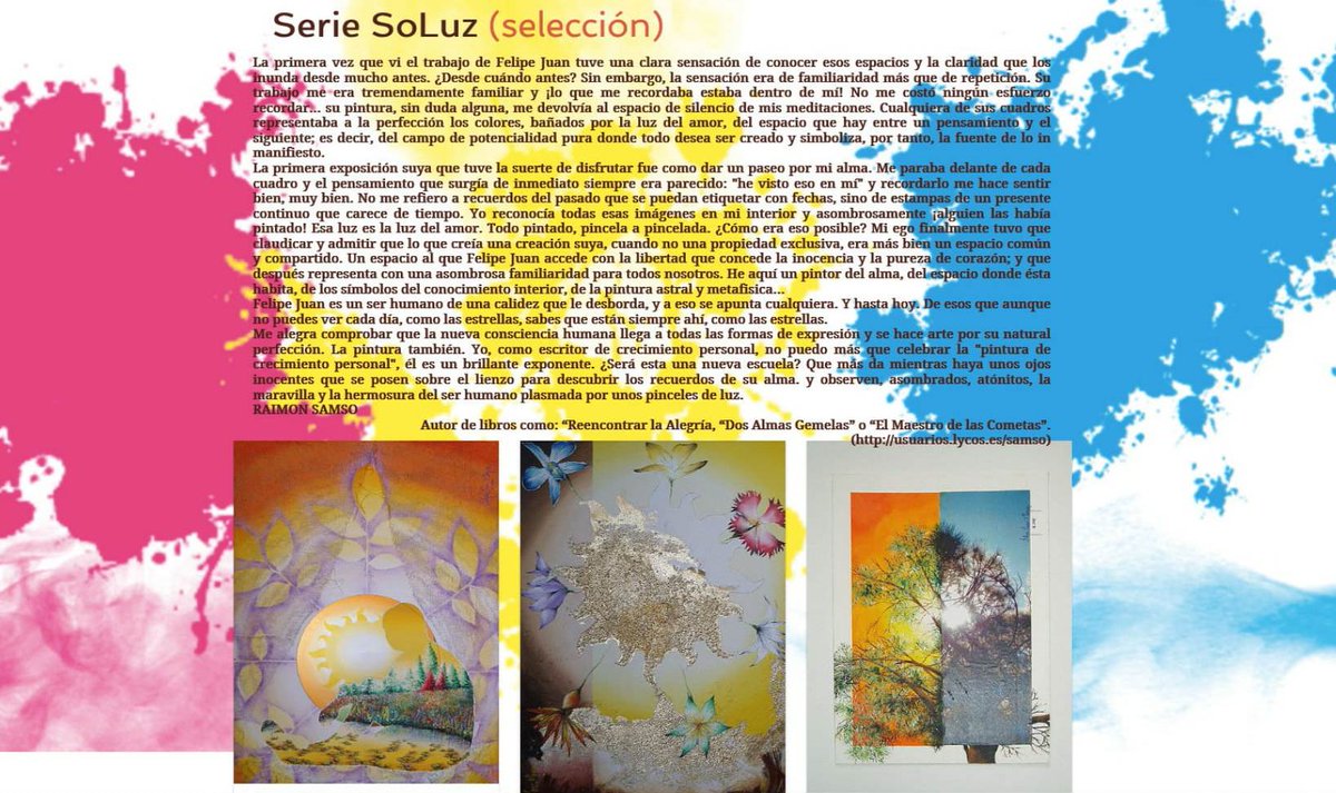 felipejuanarte's tweet photo. Hola.
Les invito hoy a conocer esta sección de mi web dedicada a la Serie #SoLuz dedicada al #Sol
https://t.co/02nPjvM4SX
Un nuevo abrazo y buen caminar por la semana... https://t.co/rbo5OT9HSu