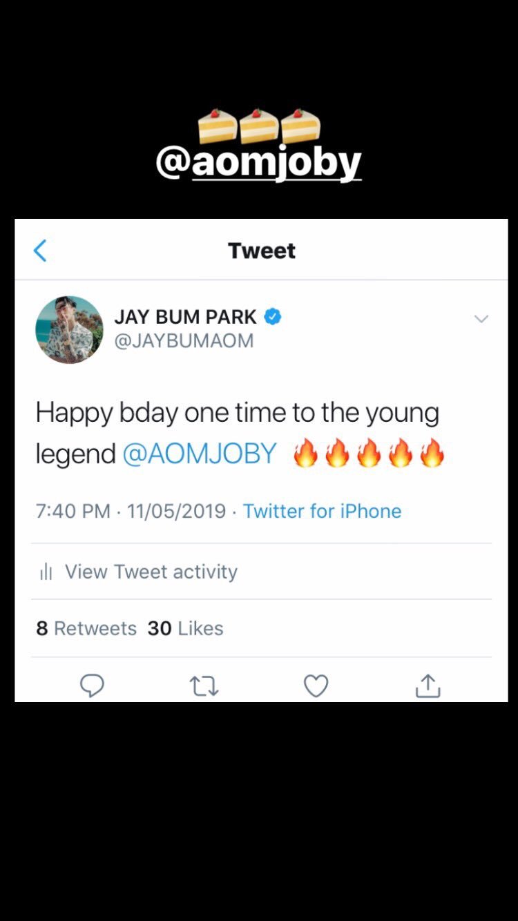 [JP IGSTORY] Jay Park shares his message wishing Aomjoby a Happy Birthday 