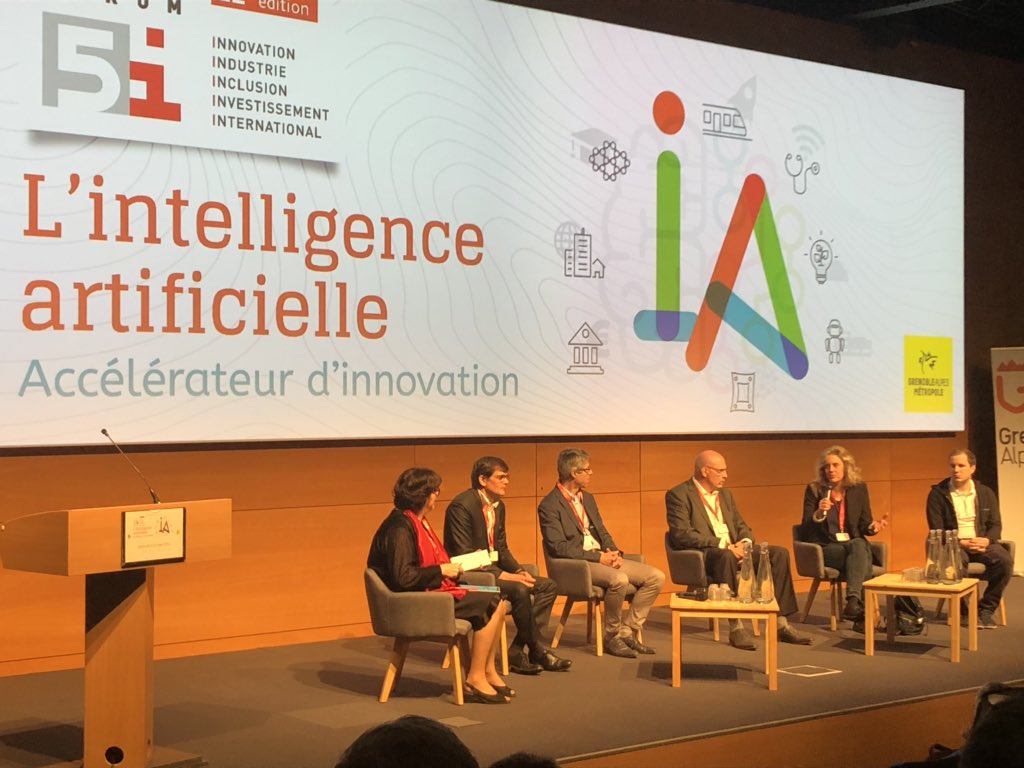 gilliangover's tweet photo. Not quite gender parity yet, but great to see @CordeliaSchmid @dominiqueleglu on stage at #forum5i2019 and hear from Cordelia about #AI research #ArtificialInteligence #womenintech #womeninSTEM https://t.co/jg16HFE6xS