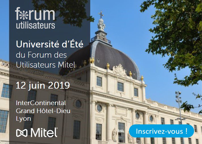 Vous êtes client Mitel ? Vous souhaitez échanger avec les membres du Forum Utilisateurs #FUM ? Le tout dans une ambiance conviviale et un cadre exceptionnel ? L'Université d'été du <a href="/FUtilisateursM/">FUMASSO</a> est une opportunité à ne pas manquer ! inscrivez-vous sur bddy.me/30lirn9