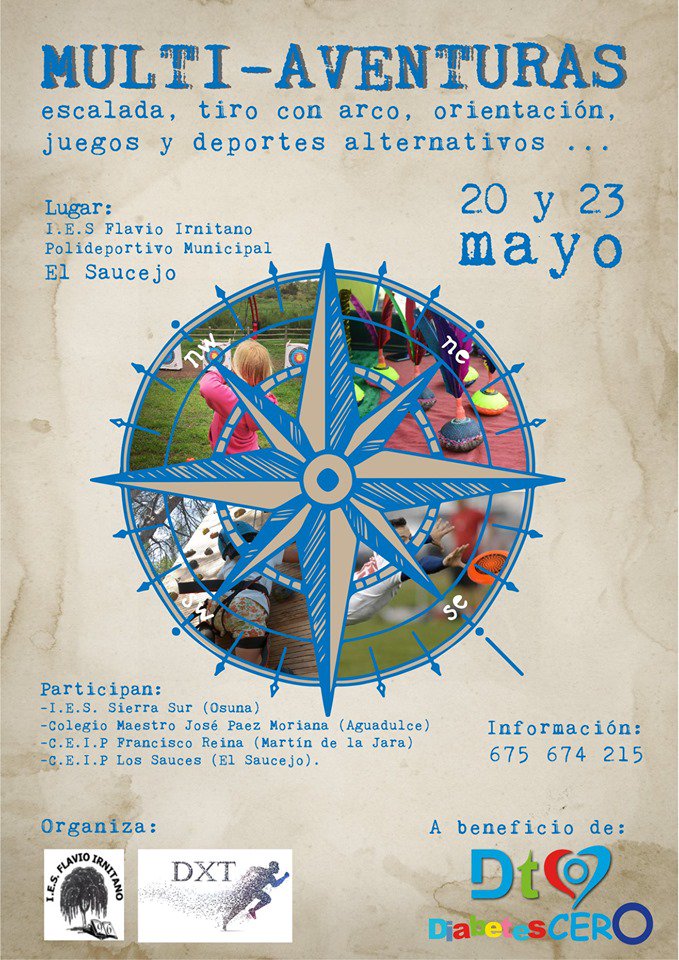 Rosa Tienda Álvarez (@rosatienda) on Twitter photo La próxima semana se celebrarán dos días de #multiaventuras solidarias en #ElSaucejo, organizadas por el IES Flavio Irnitano Vía @CorazonAndaluci
buff.ly/2HsTNbP <a href="/aytoelsaucejo/">Ayto El Saucejo, SE</a> <a href="/malojavio/">Cultura El Saucejo</a> <a href="/turismosaucejo/">Turismo El Saucejo</a> <a href="/Marina_Saucejo/">Marina Macho</a> @AntoniaCapitan La próxima semana se celebrarán dos días de #multiaventuras solidarias en #ElSaucejo, organizadas por el IES Flavio Irnitano Vía @CorazonAndaluci
buff.ly/2HsTNbP <a href="/aytoelsaucejo/">Ayto El Saucejo, SE</a> <a href="/malojavio/">Cultura El Saucejo</a> <a href="/turismosaucejo/">Turismo El Saucejo</a> <a href="/Marina_Saucejo/">Marina Macho</a> @AntoniaCapitan