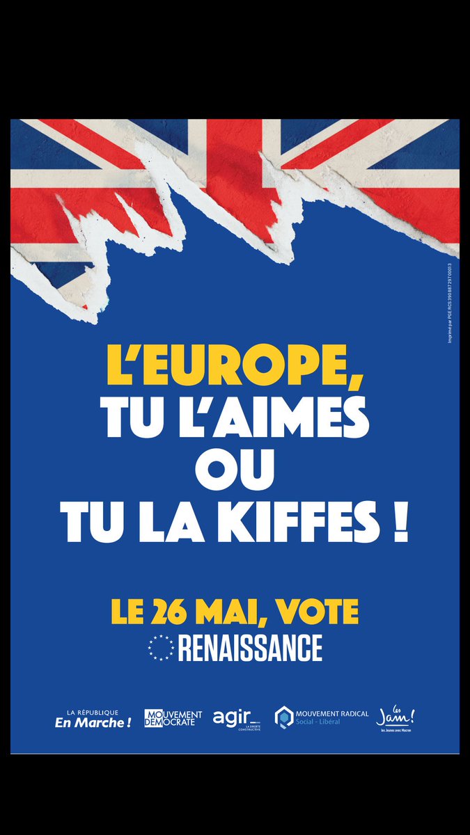 AugeyBastien's tweet photo. En plus de l'affiche officielle (avec @NathalieLoiseau), les autres affiches de @Renaissance_UE mettent en avant @EmmanuelMacron, le programme, et le fameux clivage pro/anti-européens @LCI @TF1LeJT https://t.co/wcRqHJvWzm https://t.co/V6zLKcUDk7