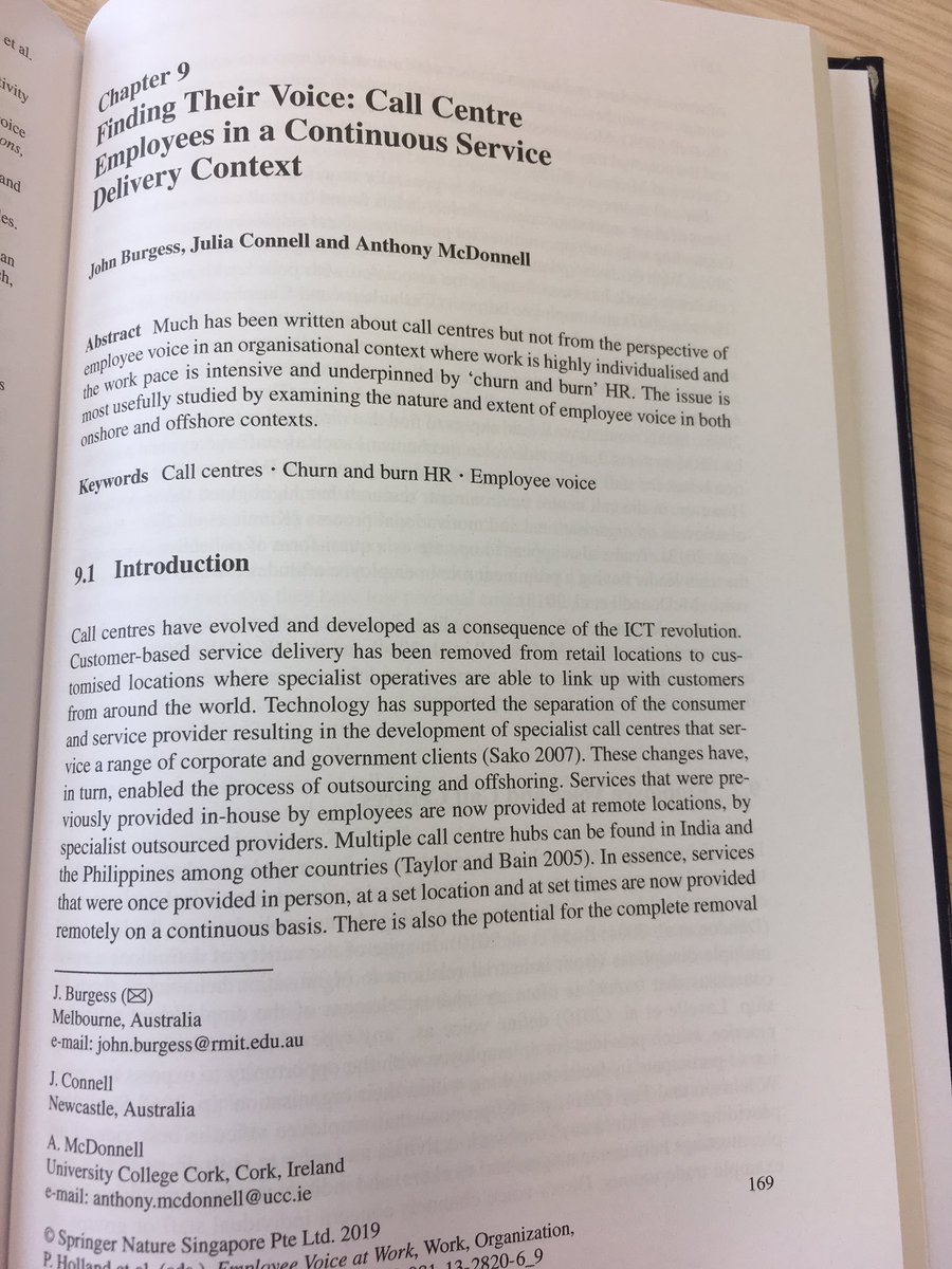 Delighted to receive a copy of this new book today #employee #voice #callcentres #work @CUBSucc @hrcentre_ucc