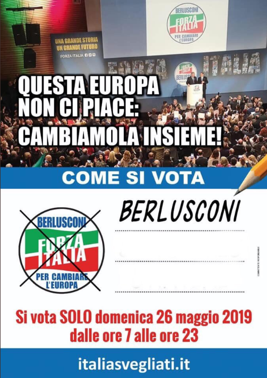 Berlusconi_PE's tweet photo. Il 26 maggio barra il simbolo di @forza_italia  e #scriviBERLUSCONI ! https://t.co/NYINGwYTYY