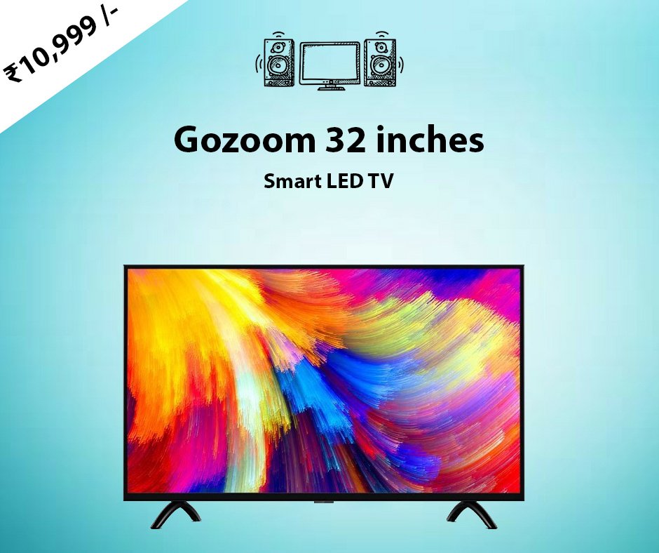 Experience the world-class technology with Gozoom 32 inch HD Display LED Tv at a steal deal of just ₹10,999/- only. Visit bit.ly/2PXJ1hx to shop now. 
#Hdtv #hddisplay #32inchtv #smarttv #onlineshopping #onlinestore #Gozoom #sale #discountoffer #bestlivedeal