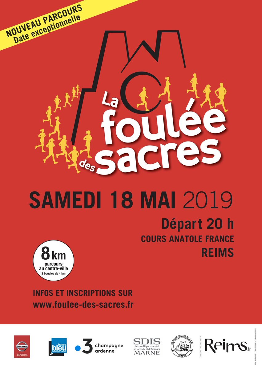 BonnaireArnaud's tweet photo. Hâte d’être à samedi pour la @fouleedessacres, avec le magnifique parcours dans la cité des sacres. La course incontournable de notre territoire. #Running #Reims #fouleesdesSacres #SCAP18 @SDIS51 https://t.co/RCrn7BoyVL