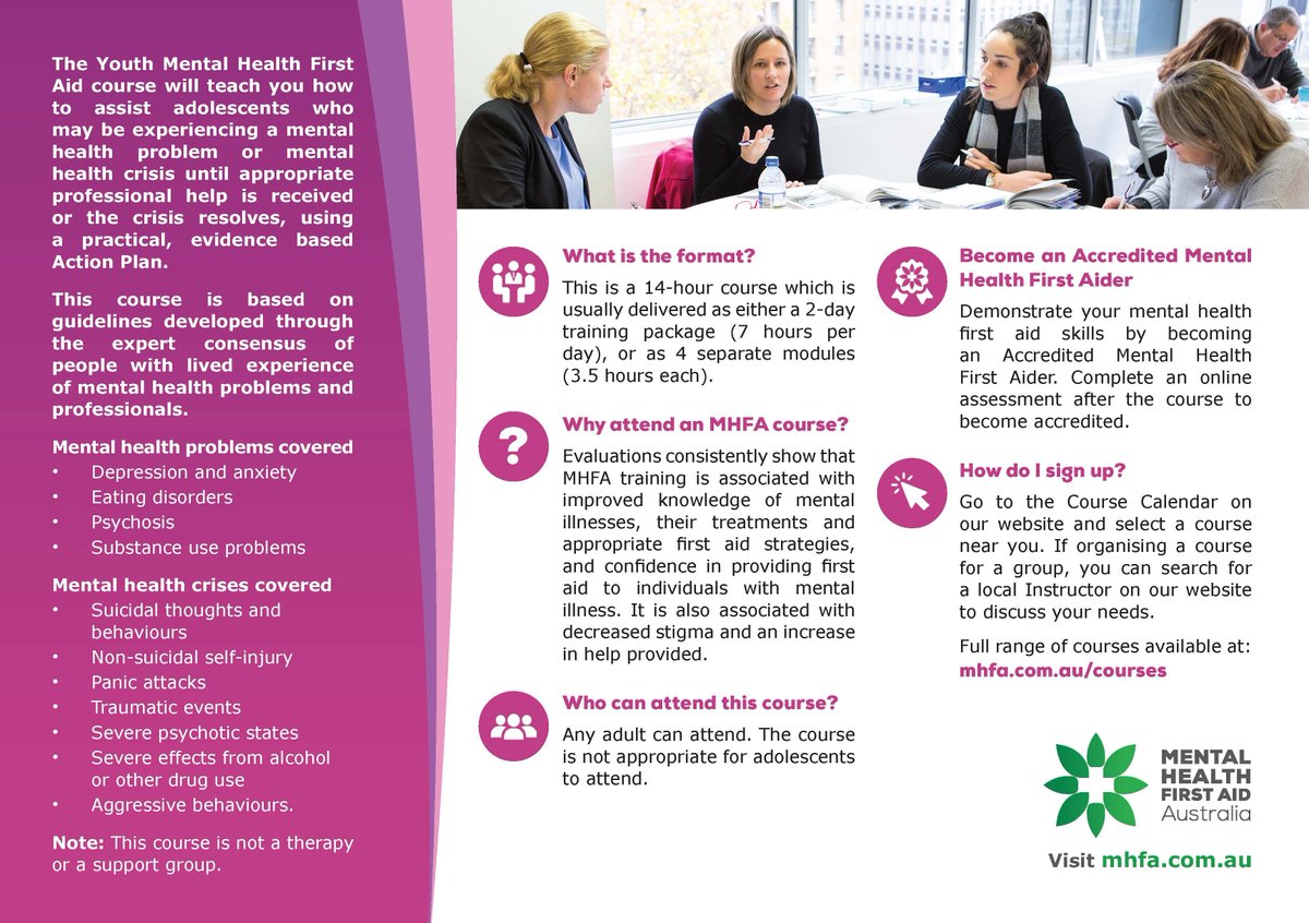 **Education event** Youth Mental Health First Aid - Sat 15th and Sun 16th Jun held at @UWA for adults who work, live or care for adolescents, such as school staff, parents, sports coaches, exercise physiologists + youth workers. More details at our website buff.ly/2LzR99l