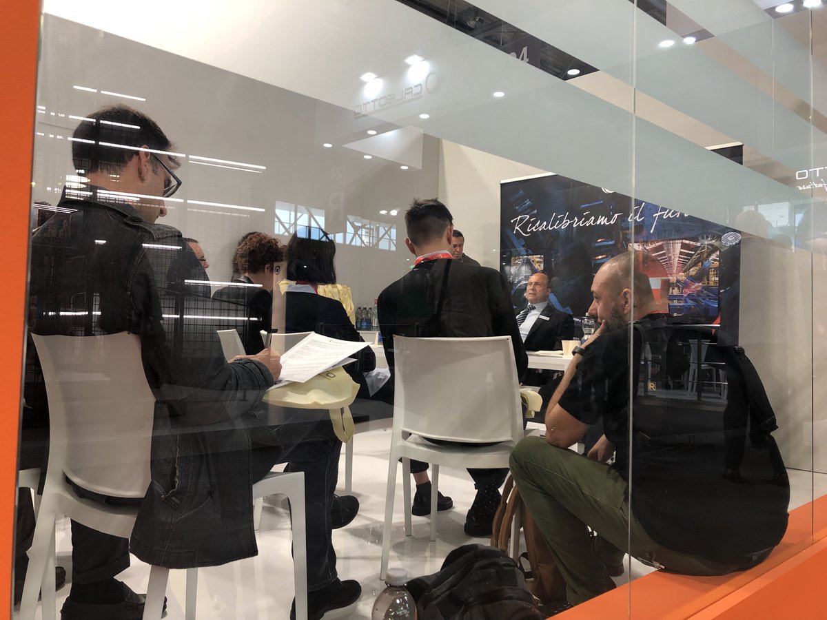 madeinsteel's tweet photo. The Press Conference "Recalibrating our future" by #Caleotto has started at #Duferco stand. Details about their latest investment in a new calibrator are being unveiled. The topic will be further explored at 12:45 at the @Siderweb Conference Room conference #steelhuman #mis2019 https://t.co/dtLFYMfddy