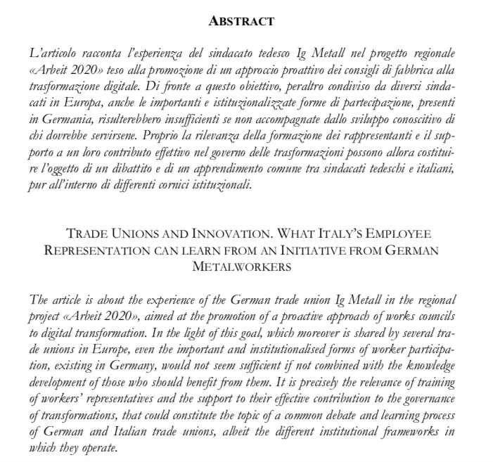 È uscito il nuovo numero di #QRS. All'interno anche una sintesi di #Arbeit2020: un'iniziativa dei #sindacati tedeschi (e non solo!) per co-determinare l'innovazione tecnologica nei luoghi di lavoro. Qualche spunto anche per la #rappresentanza in Italia. ediesseonline.it/prodotto/qrs-n…