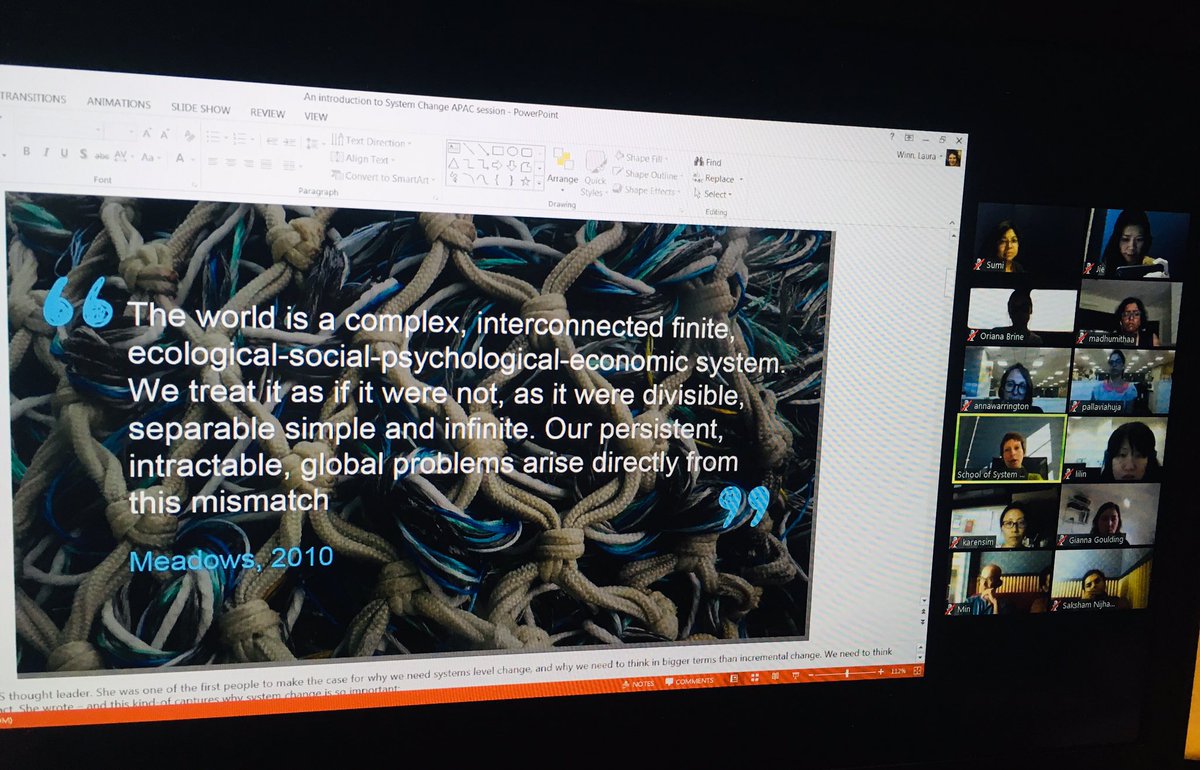 #SystemsChange learning session with <a href="/laurachaosmilk/">Laura Winn</a> - still pinching myself after 6 years that I get to work with these amazing people from all around the world on things we care deeply about <a href="/Forum4theFuture/">Forum for the Future</a>