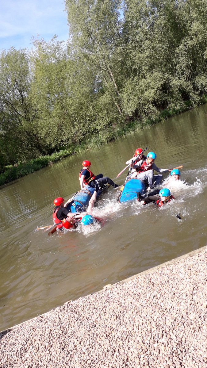 WYFRSPrTrust's tweet image. Glorious day for floating around on the river.....or maybe not! Great raft building skills, now to work on balancing skills #teamwork #sunshine #dryingout