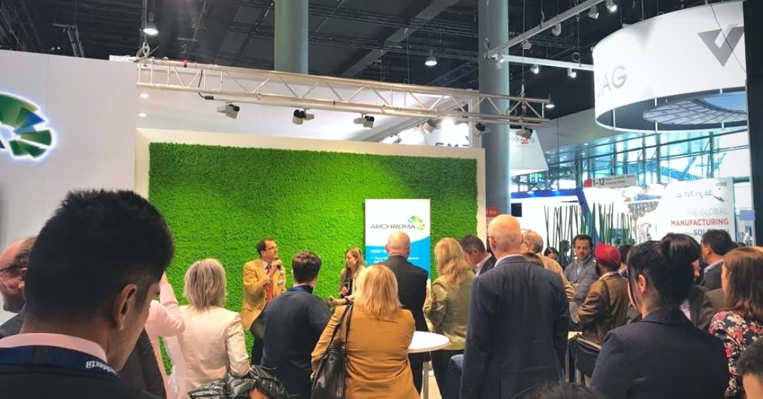 archromagroup's tweet photo. Our Team had a great first Innovation Session today at Techtextil! 
Don't miss out on the next Session about Appretan® NTR at 4 pm! 
#Techtextil #ArchromaInnovation #VisitUs #FullBooth #InnovationSession #Hall3 #BoothB33 https://t.co/PxbflAI1BR