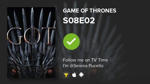 I've just watched episode S08E02 of Game of Thrones! #tvtime tvtime.com/r/12jxg
