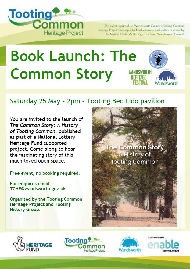 TootingCHP's tweet image. Come and join us on Saturday 25 May 2pm at Tooting Bec Lido Pavilion for the book launch of 'The Common Story: A History of Tooting Common'! #HLFsupported @wandbc @enableLC @heritagelottery